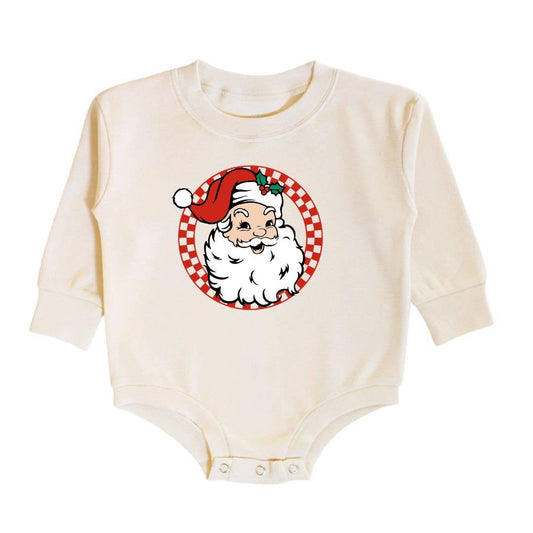 Retro Santa Christmas Long Sleeve Romper