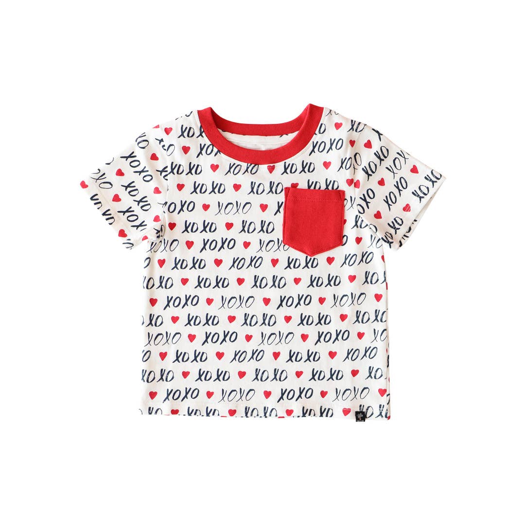 Lola & Taylor Unisex Cotton Crew Neck Pocket T - XOXO
