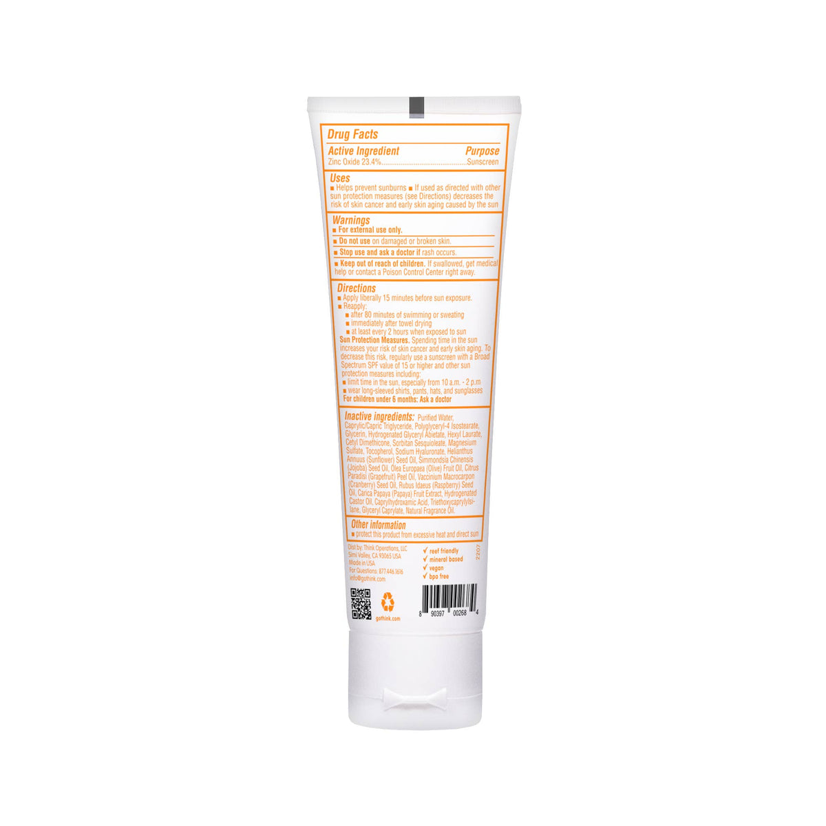 Thinkbaby Safe Sunscreen Spf 50+: 3oz