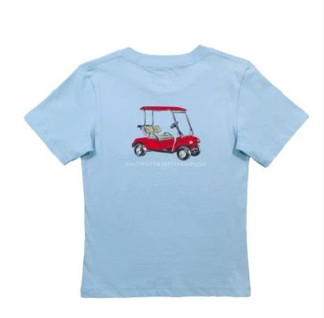 Red Golf Cart Graphic Tee-Light Blue