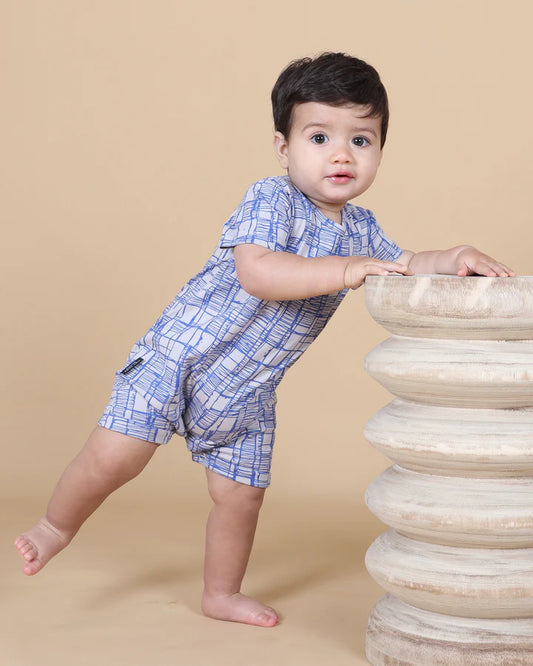 Tiny Tribe Sketched Check Romper