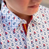 Load image into Gallery viewer, Anchors Aweigh Button-Up Short Sleeve Shirt