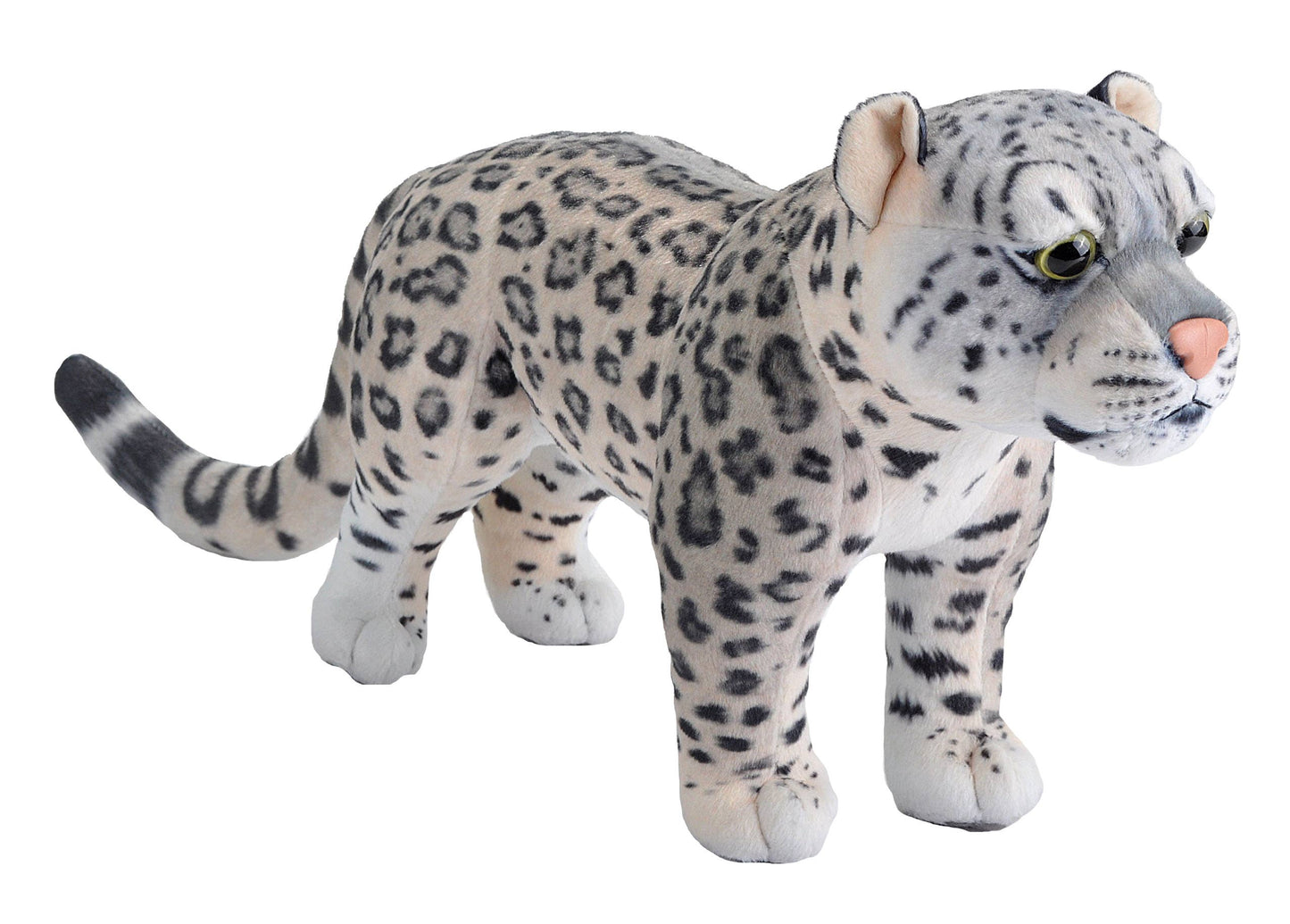 Living Earth Snow Leopard 17-inch plush stuffed animal by Wild Republic, standing pose with detailed spotted coat