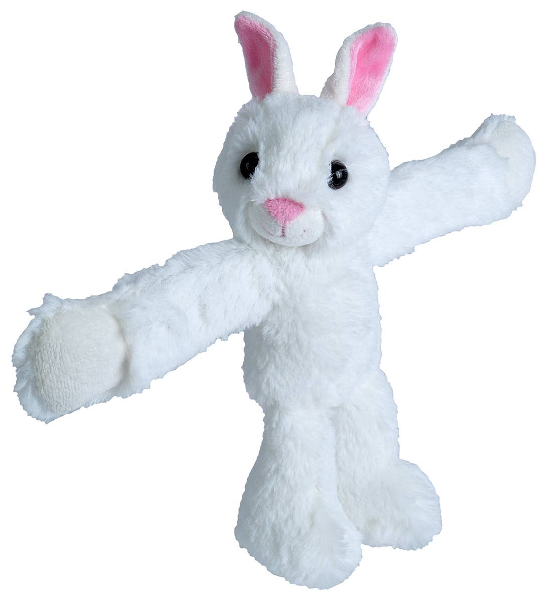 Huggers Bunny White plush toy with snap band by Wild Republic, 8 inches
