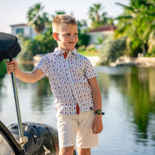 Load image into Gallery viewer, Anchors Aweigh Button-Up Short Sleeve Shirt