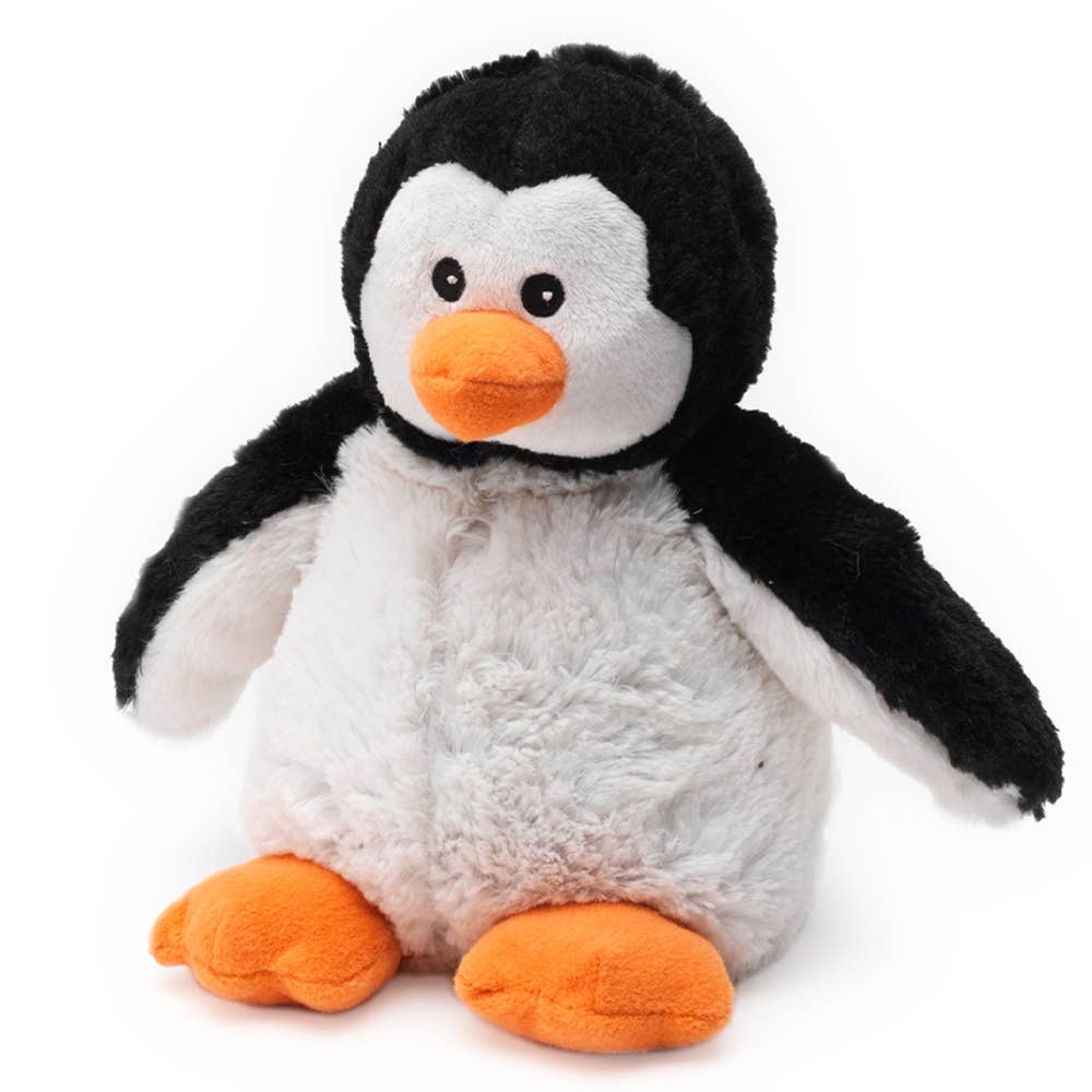 Penguin Warmies plush animal, 13 inches, with soft gray and black detailing and Provence lavender scent