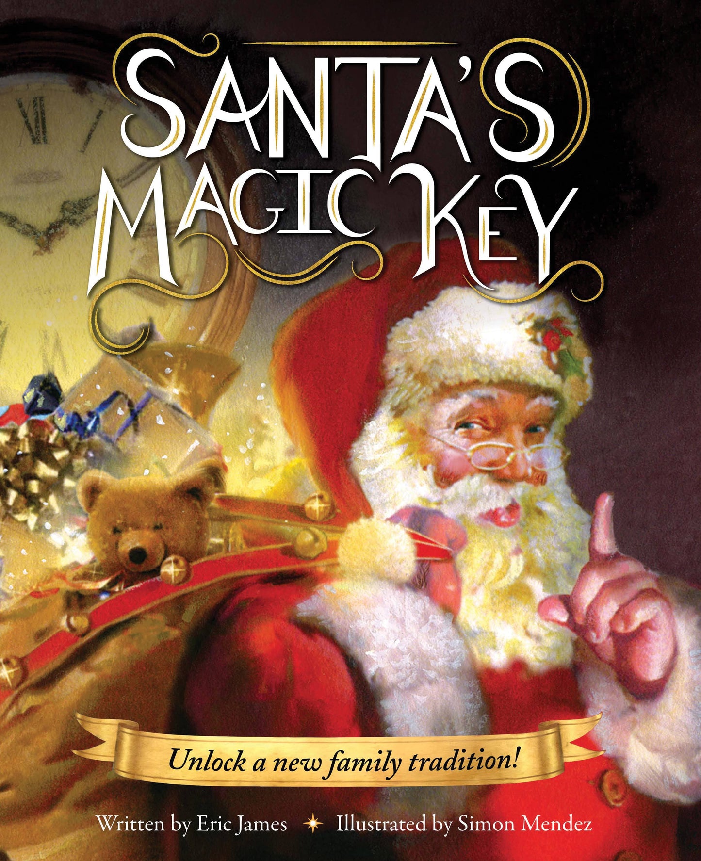 Santa's Magic Key hardcover book cover by Sourcebooks, exclusive children's holiday story