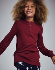 Craftsman Thermal Henley, Dark Cherry
