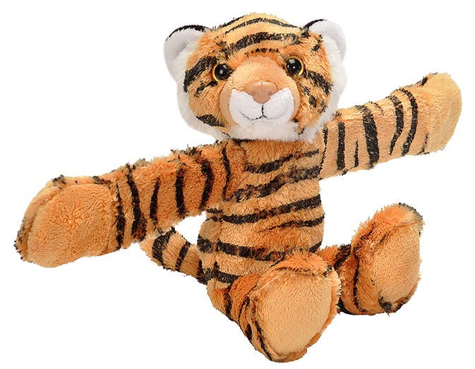 Huggers Tiger 8-inch plush stuffed animal by Wild Republic with snap-band arms