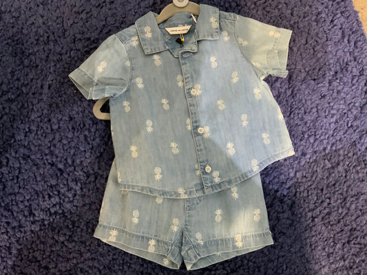 Blue Pineapple Cabana Set by Janie and Jack, featuring refined tropical pineapple print
