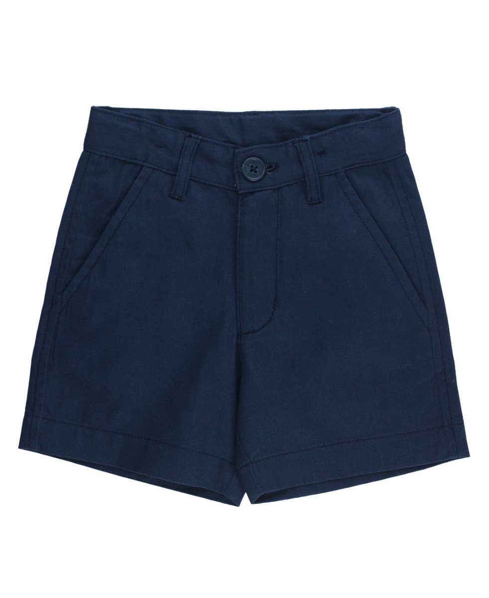 Dark Navy Lightweight Chino Shorts by RuffleButts + RuggedButts with adjustable elastic waist