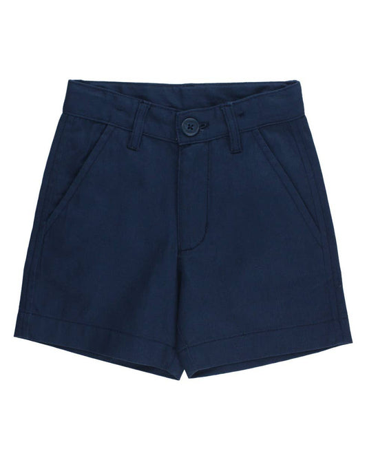 Dark Navy Lightweight Chino Shorts by RuffleButts + RuggedButts with adjustable elastic waist