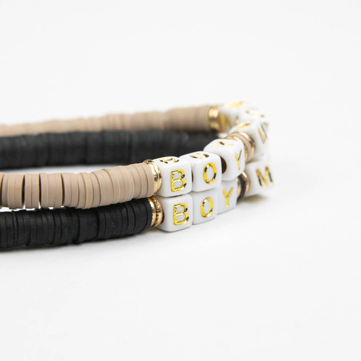 Boy Mom Tubular Bracelet Set - Taupe