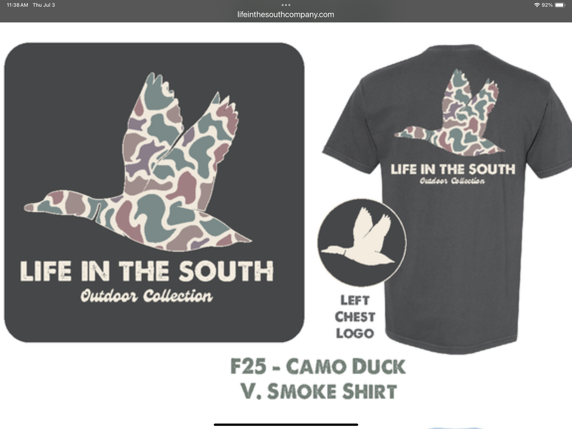 Youth short-sleeve t-shirt in camo duck-navy colorway by Life in the South