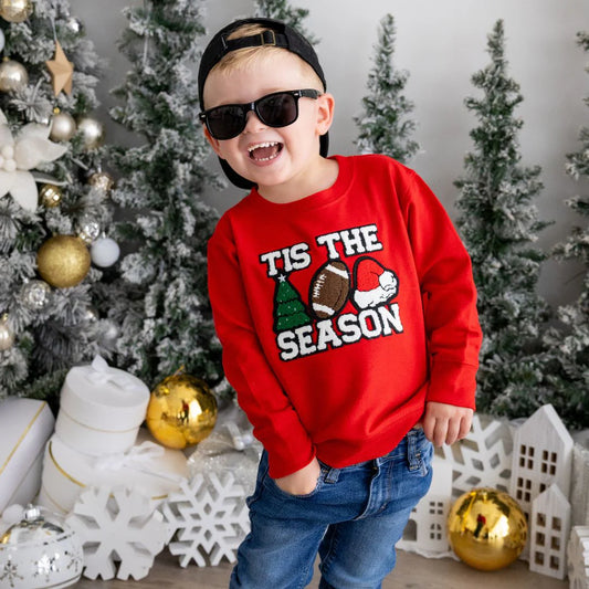 Tis The Season Patch Christmas Sweatshirt-Red