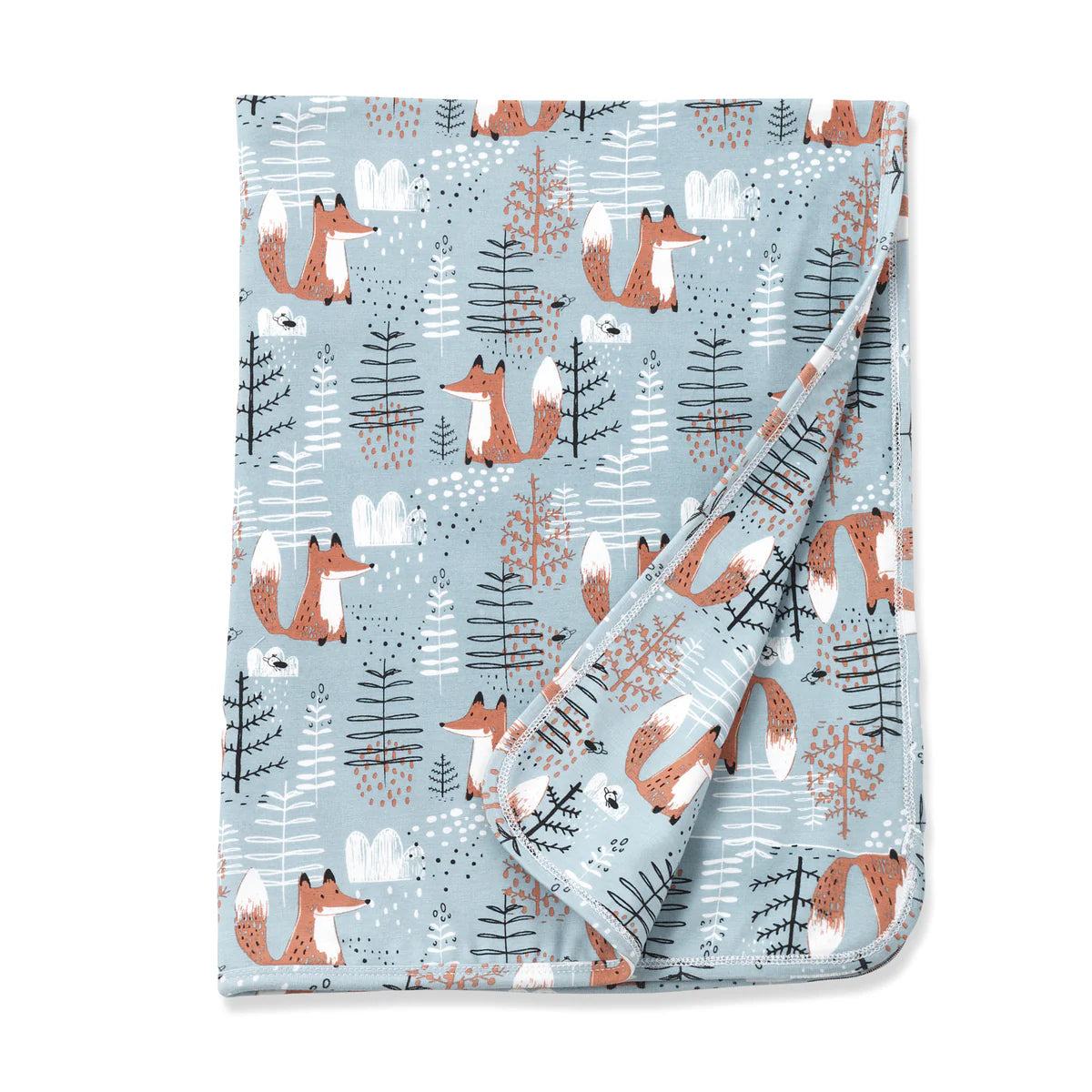 Foxy Forest Stroller Blanket by Tesa Babe in bamboo-cotton blend, 30 by 22 inches