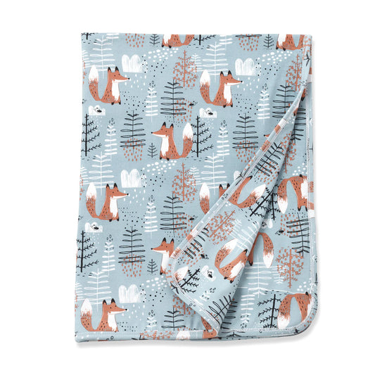 Foxy Forest Stroller Blanket by Tesa Babe in bamboo-cotton blend, 30 by 22 inches