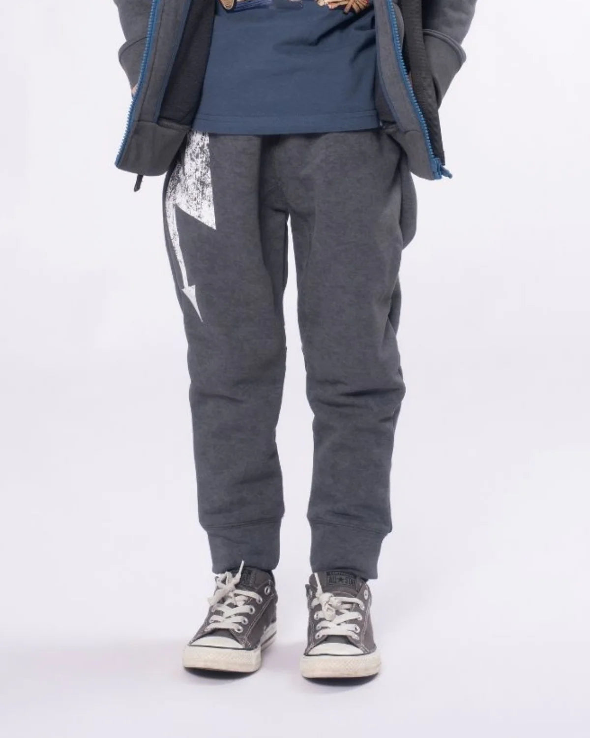 Appaman Sidewalk Sweats in Washed Grey with cargo pockets, flat lay view.