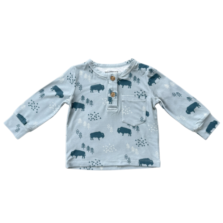 Boy’s LS Henley Shirt, Buffalo-Baby Sprouts