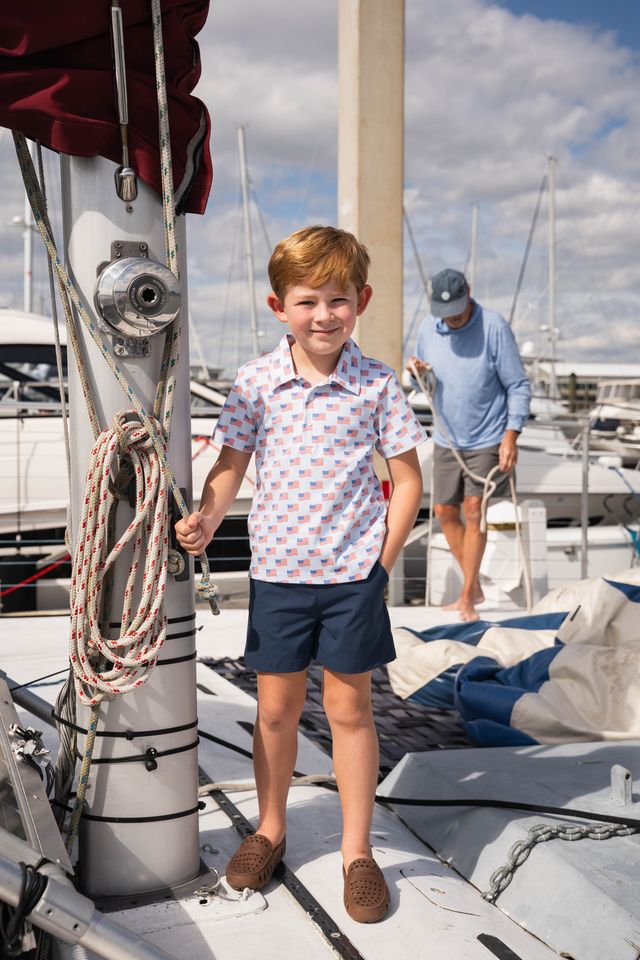 Inshore Boys Performance SS Polo-Flags