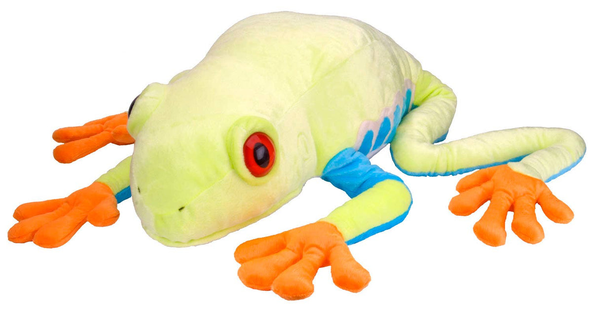 Wild Republic Cuddlekins Jumbo Red Eyed Tree Frog, 30 inches, vibrant emerald plush with distinctive red eyes