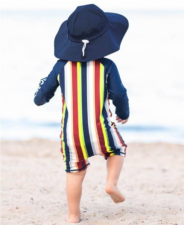 RuggedButts - Baby Boys Sunset Stripe Rash Guard Bodysuit