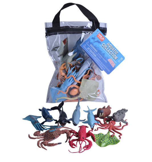 Wild Republic Polybag Zip Aquatic toy figures set featuring detailed ocean and river creatures