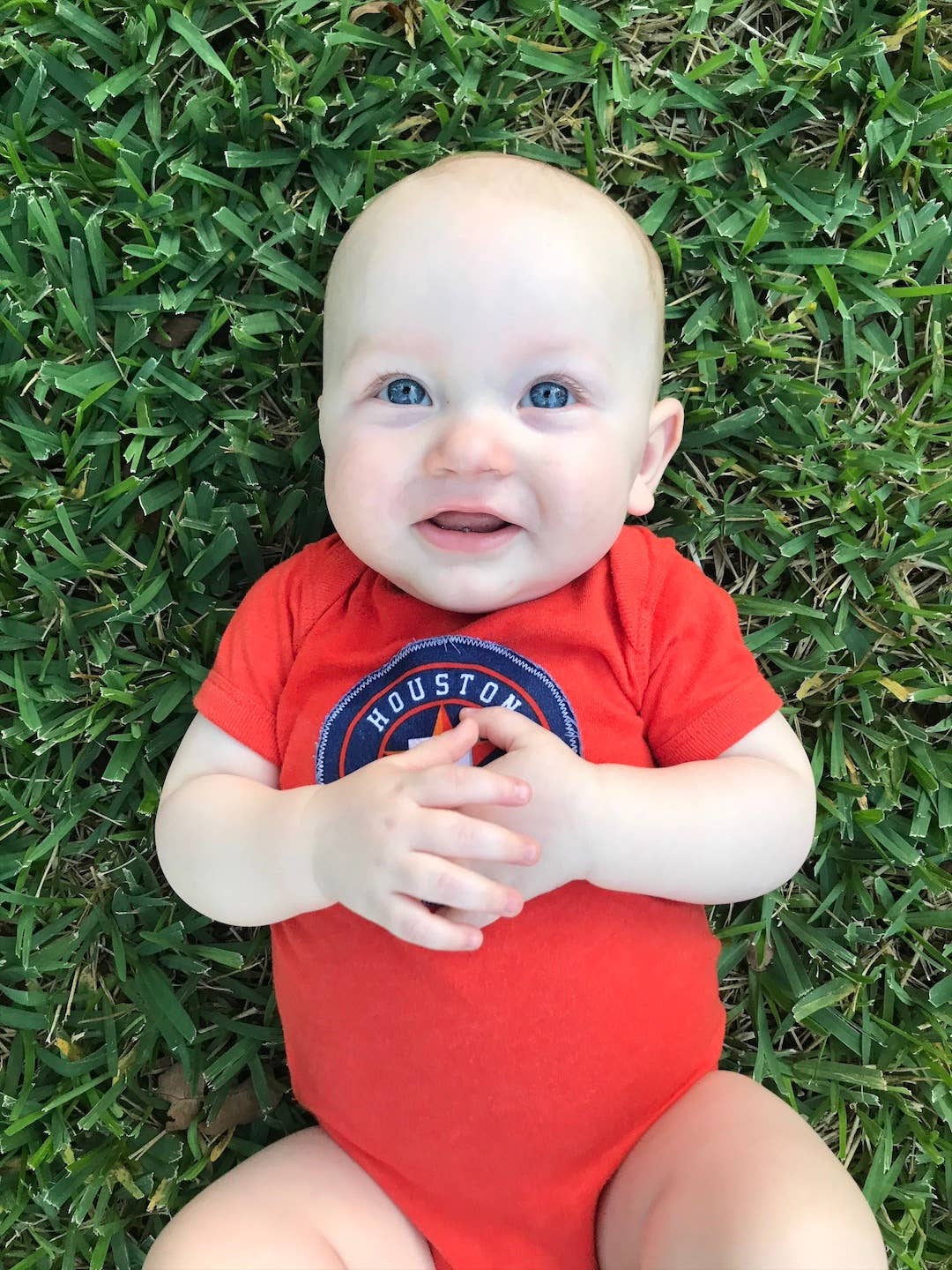 Houston Baseball Infant Onesie, handcrafted by Sweet Texas Treasures, newborn to 24 months