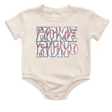 Home Run Patch Short Sleeve Romper in Natural by Sweet Wink