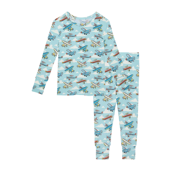 Classic 2pc Pajama Set in Posh Planes print by Posh Peanut, bamboo viscose fabric