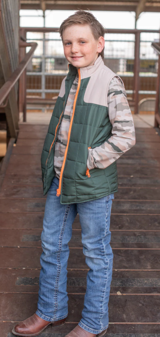 Green/Khaki Classic Camo Vest-Blue Quail