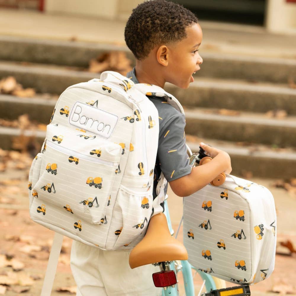 Toddler Backpack - Construction on Grey