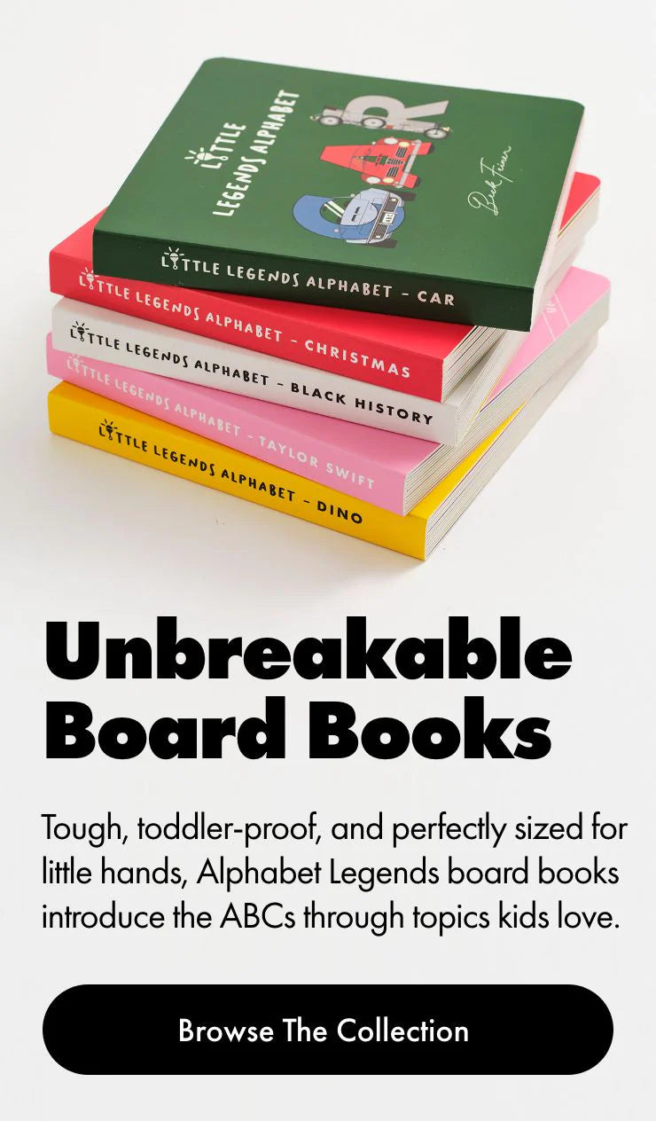 Alphabet Legends Board Books—refined board book collection combining alphabet learning with narrative depth