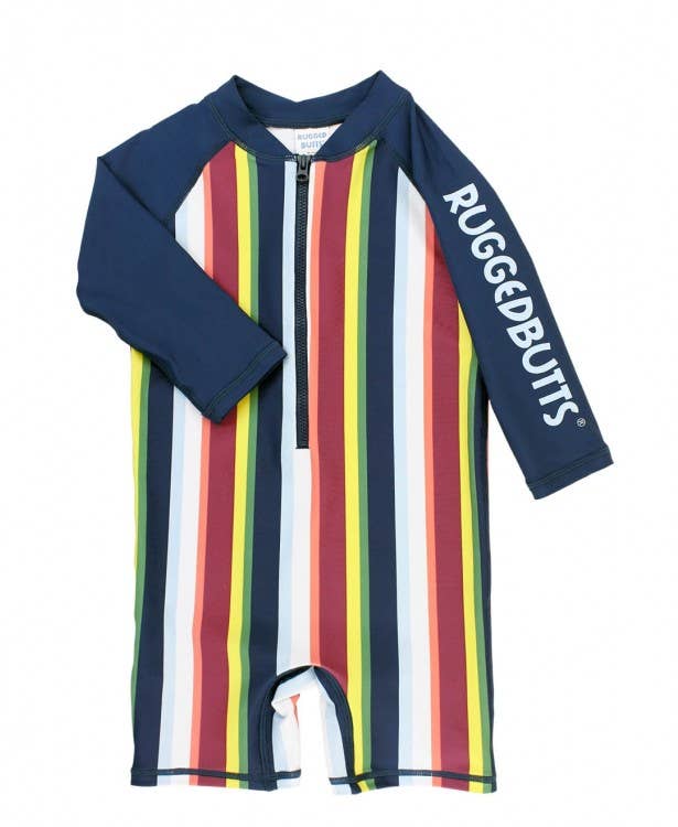 RuggedButts - Baby Boys Sunset Stripe Rash Guard Bodysuit
