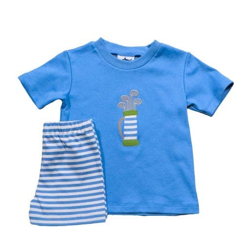 Saltwater Boys Golf 2-Piece Short Set in soft cotton with coordinating tee and elastic shorts