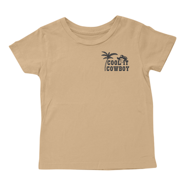 Sand-colored short-sleeve tee with tiny whales design by Tiny Whales