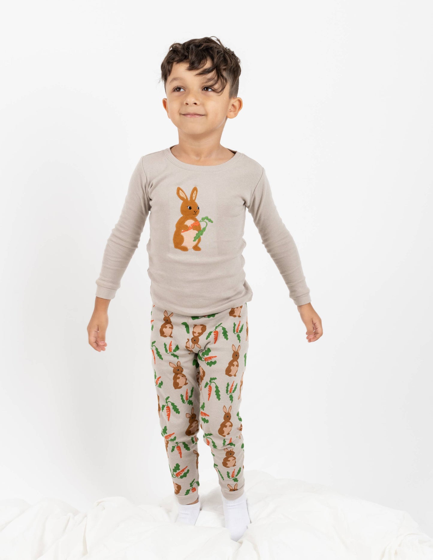 Kids Two Piece Cotton Pajamas Bunnies: BUNNY RABBIT
