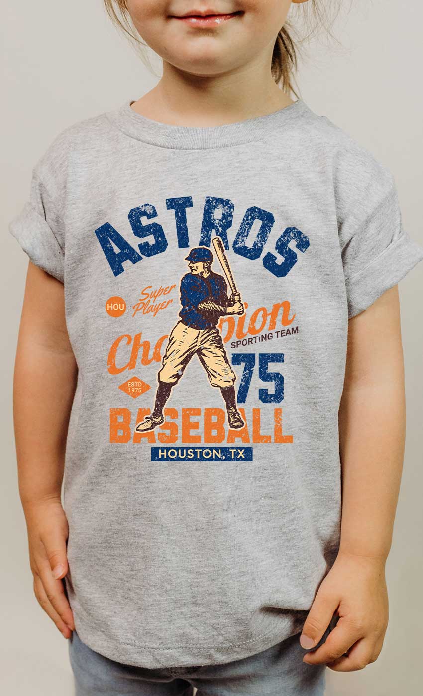 Astro-Kids Champion Baseball Graphic Tee in neutral colorway with vintage baseball-inspired design