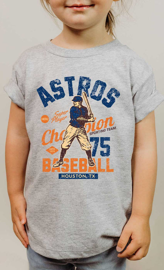 Astro-Kids Champion Baseball Graphic Tee in neutral colorway with vintage baseball-inspired design