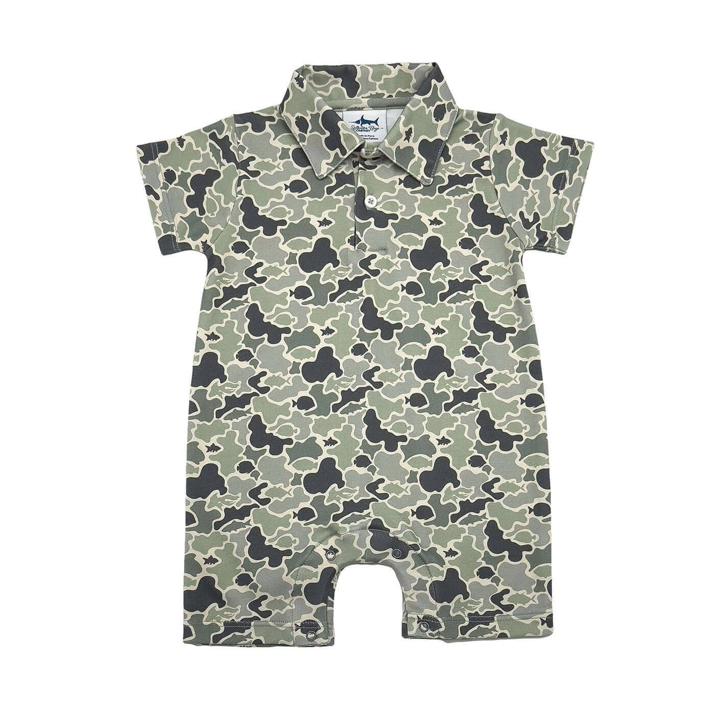 Saltwater Boys - Pima Polo SS Romper Camo