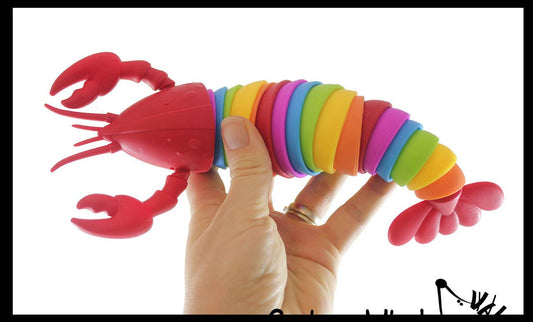 Large articulated lobster fidget toy with jointed hard plastic segments in soft colors