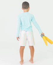 Load image into Gallery viewer, RuffleButts + RuggedButts - Boys Spun Sugar Long Sleeve Logo Rash Guard Blue
