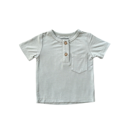 Baby Sprouts short sleeve henley shirt in seagrass with 2-button placket