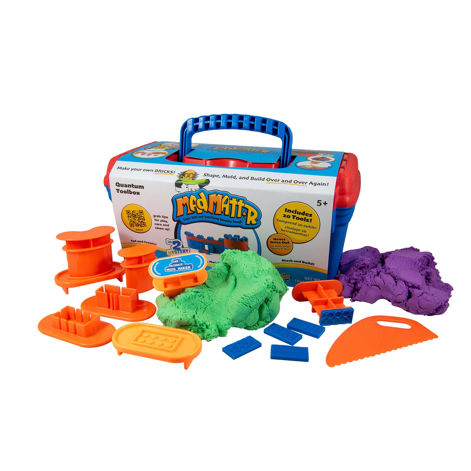 Quantum Tool Box activity toy with 20 tools and Mad Mattr moldable compound.