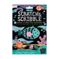 Ooly Scratch & Scribble Fun set with guided scratch cards, wooden tool, and sticker sheet