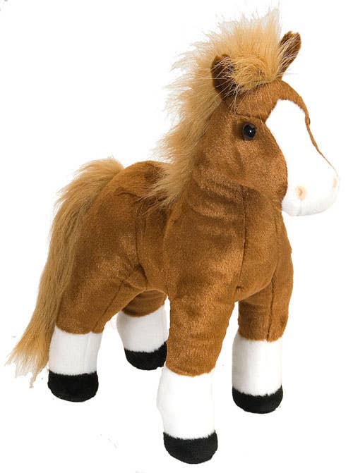 CK Brown Horse 12-inch standing stuffed animal by Wild Republic with soft mane and sturdy legs