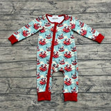 Teal infant romper with sleigh-zipper closure by TwoCan, heirloom-quality design