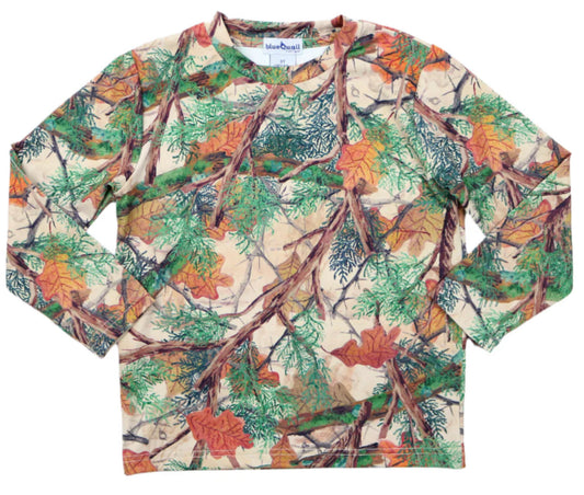 Hill Country Camo LS Performance Tee-Blue Quail