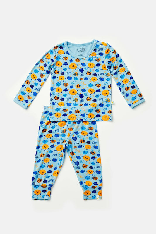 Long Sleeve Pajama Set - Hanukkah Dreidels