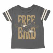 LV Free Bird Football Tee in black and natural by Tiny Whales